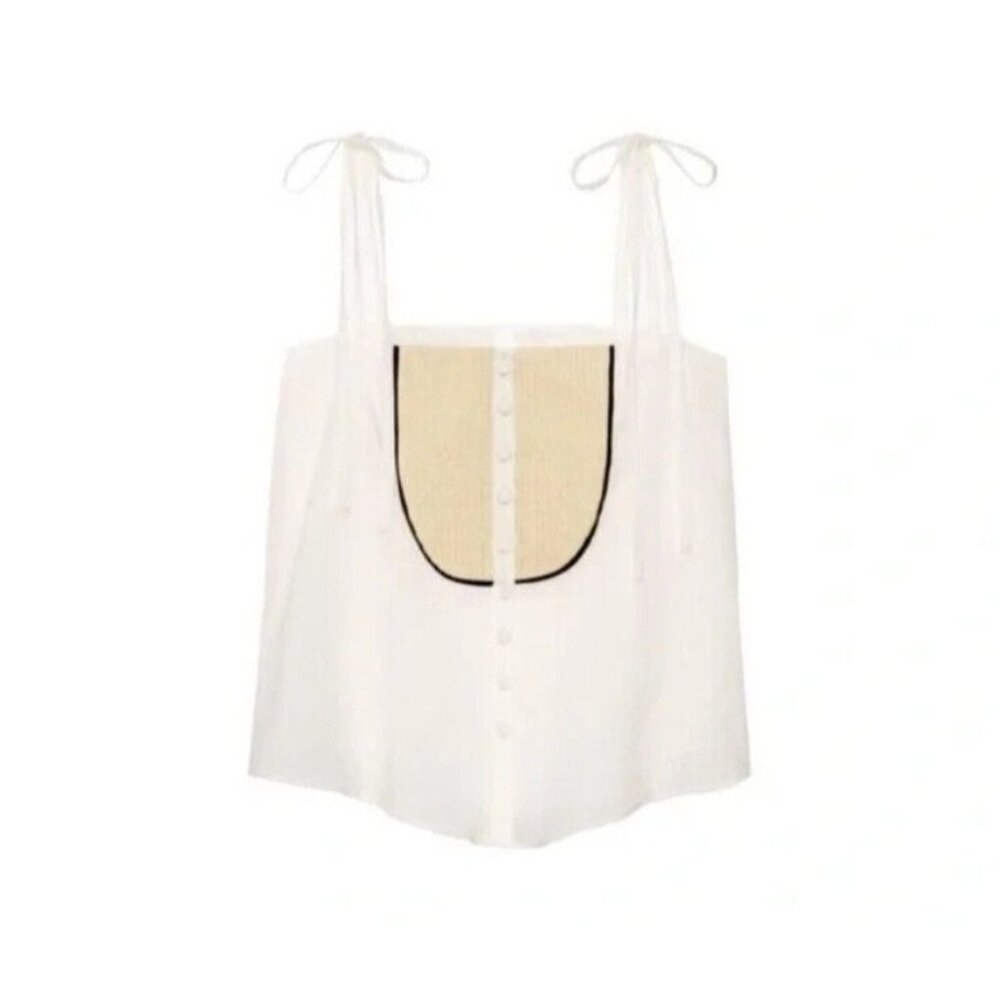 ZARA TOP WITH CHEST DETAIL - LIMITED EDITION CREAM SIZE S